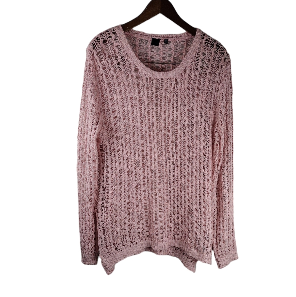 MAK Sweater Oversized Pink Holey Sweater - Size Medium